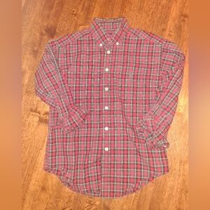 Ralph Lauren Polo Boys Sz. 8/10 Classic Red/ Green Plaid Button Up Christmas